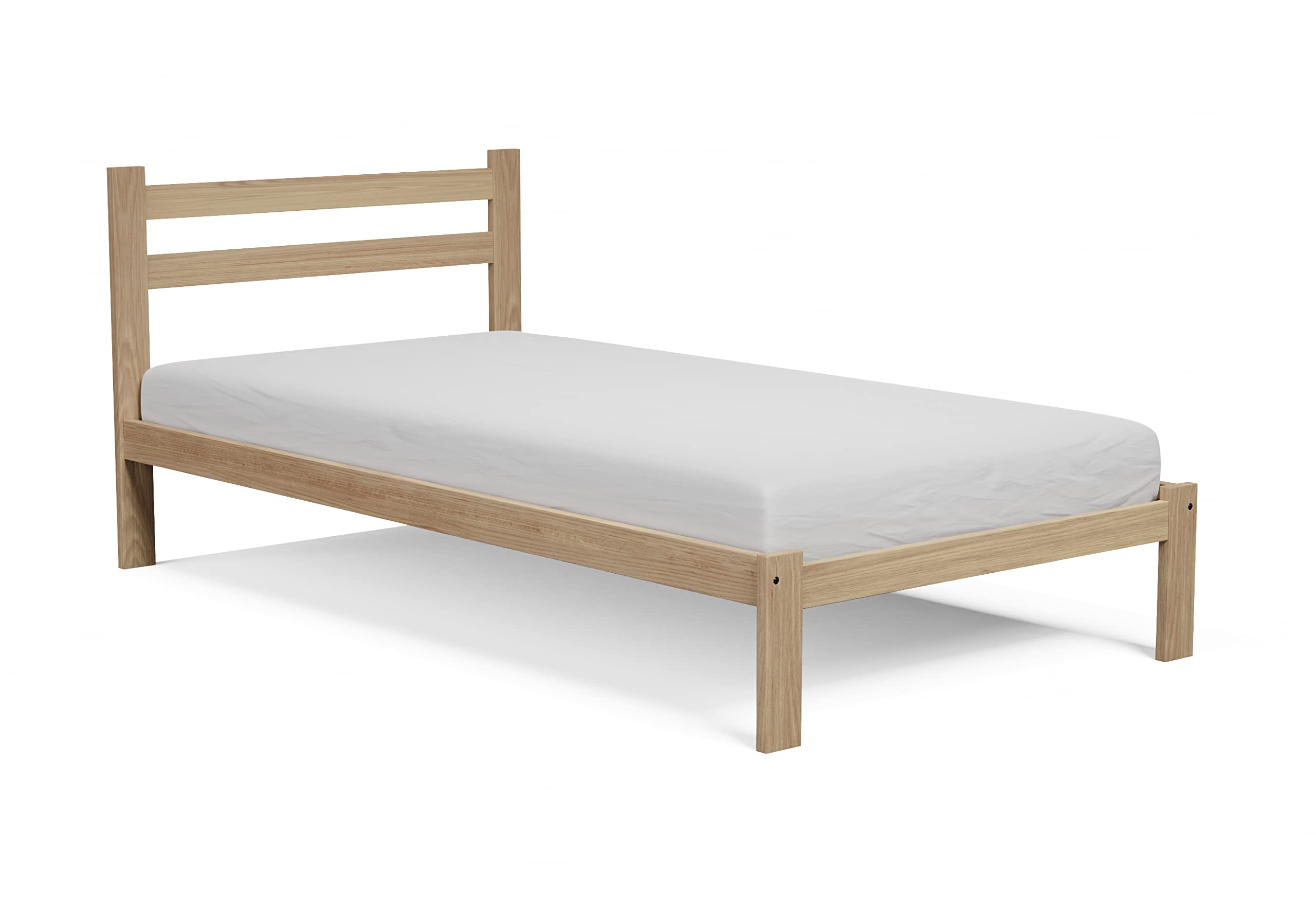 Solid Pine Twin Bed Frame with Slats Support - Unfinished Wooden Single Bed for Kids, Boys & Girls Bedroom | Ready to Finish DIY Project | Perfect for Children's Room, Guest Room or Dormitory