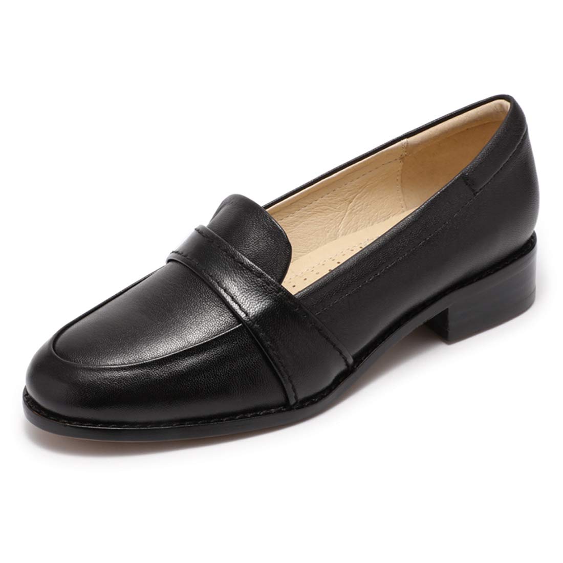 Women's Leather Penny Loafers Slip-On Flats - Comfortable Office Shoes for Professional Women | Business Casual & Everyday Wear