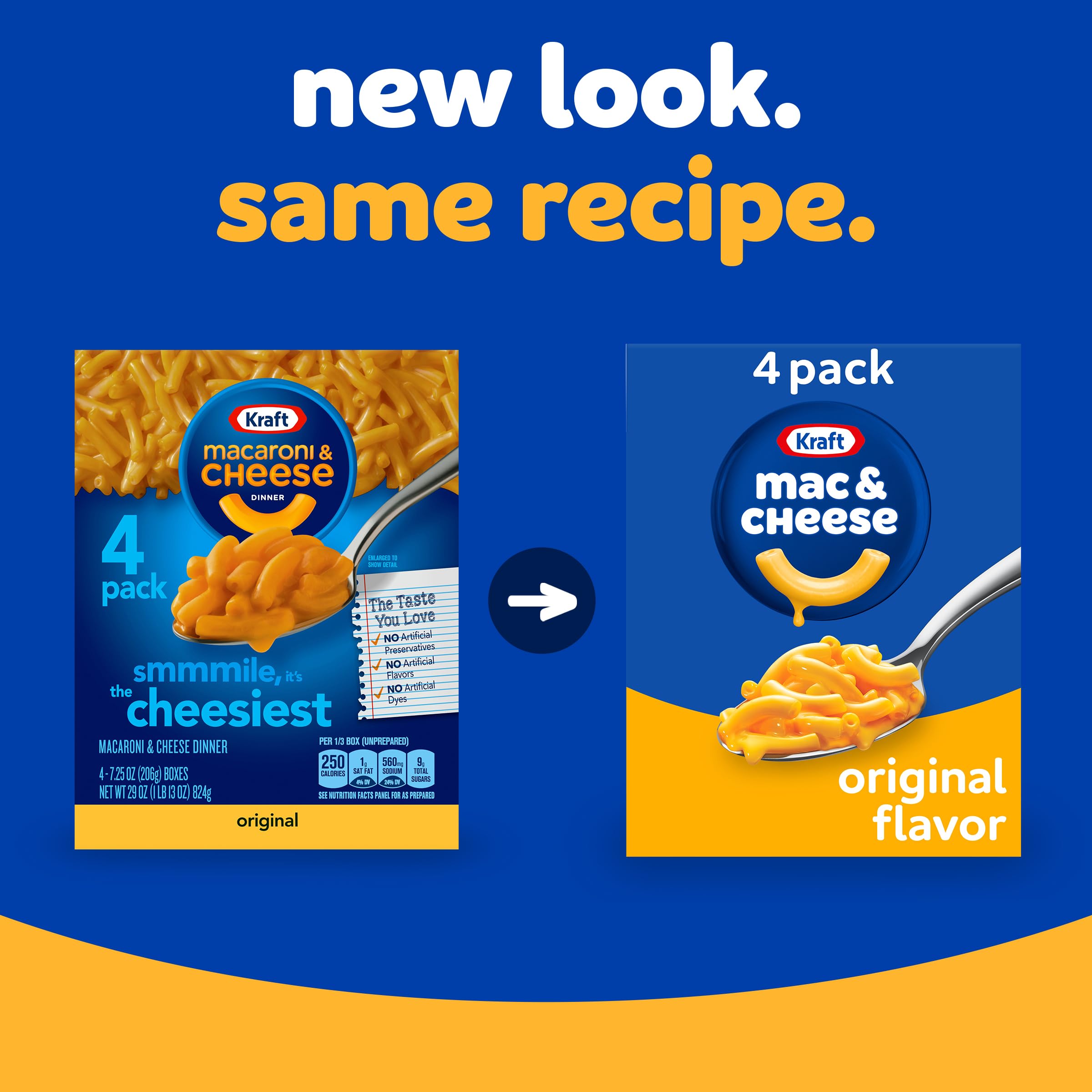 Kraft Original Mac & Cheese Dinner - 4 Pack (7.25 oz Boxes) | Classic Macaroni & Cheese Pasta Meal | Quick Family Dinner & Kids Lunch Idea