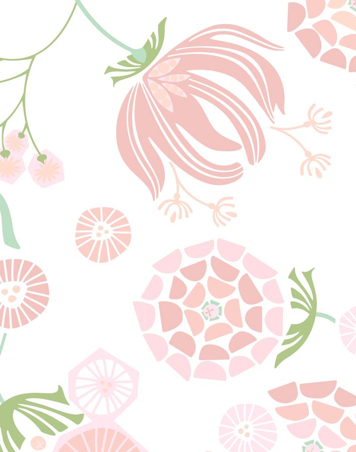 Mediterranean Floral Pink Wallpaper - Peel and Stick Removable Wallpaper for Bedroom, Nursery, Living Room Decor - Tea Collection