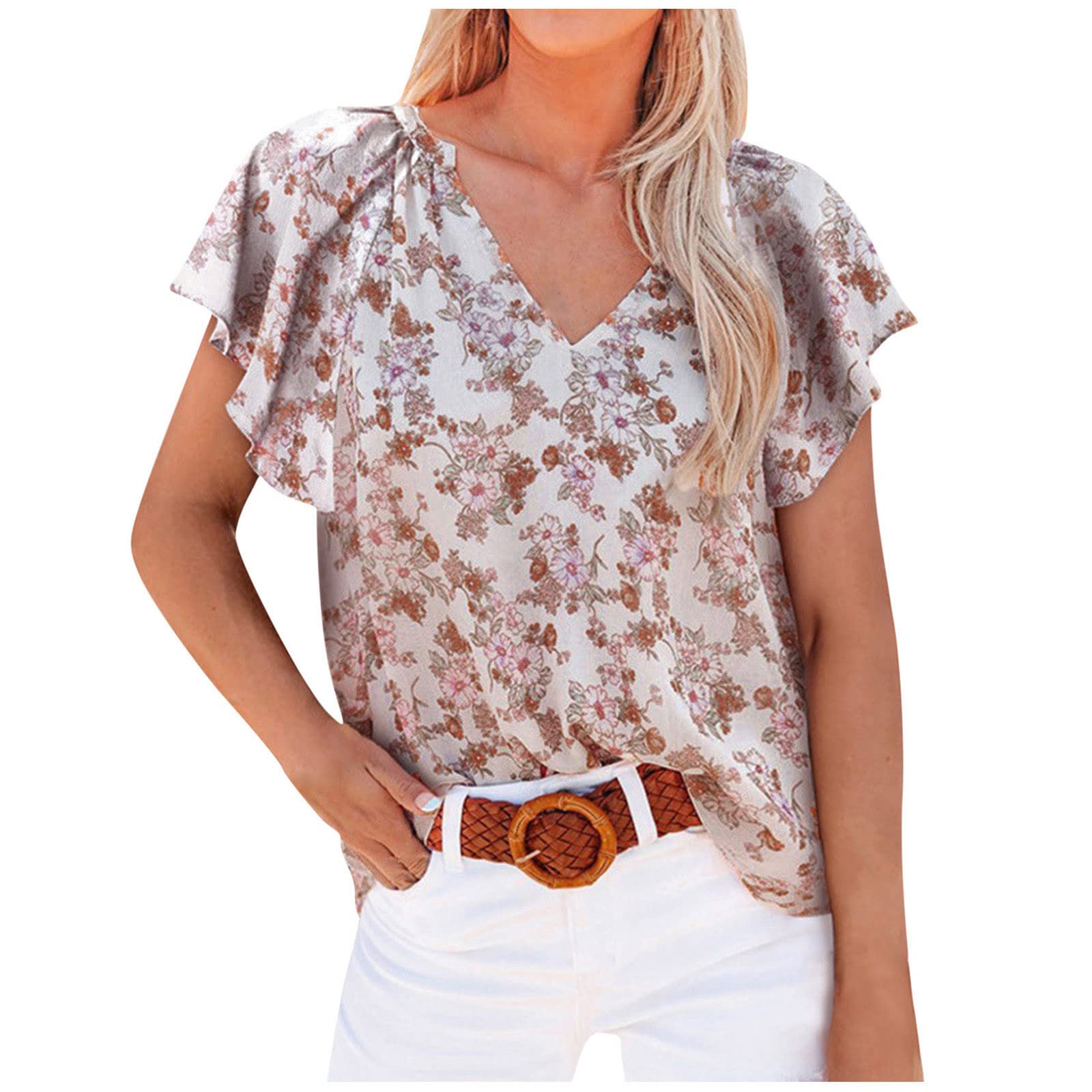 Women's Casual Leopard Print Summer Tops - Cute Short Sleeve Loose Fit Peplum T-Shirts | Sexy Going Out Blouses for Beach, Party & Date Night