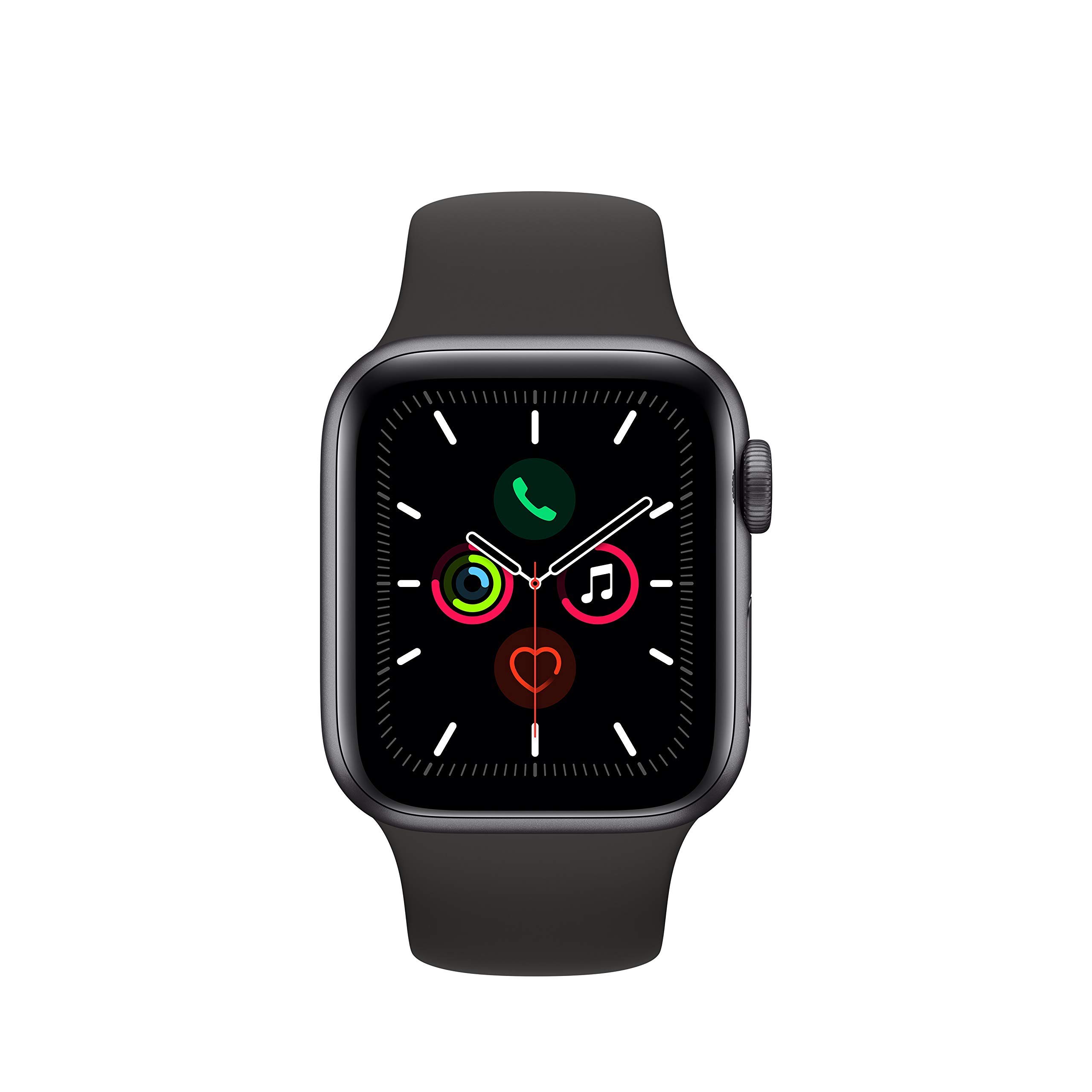 Apple Watch Series 5 (GPS + Cellular, 40mm) - Stainless Steel Case with Black Sport Band (Renewed) | Smartwatch for Fitness Tracking, Calls & Notifications | Perfect for Workouts & Everyday Wear