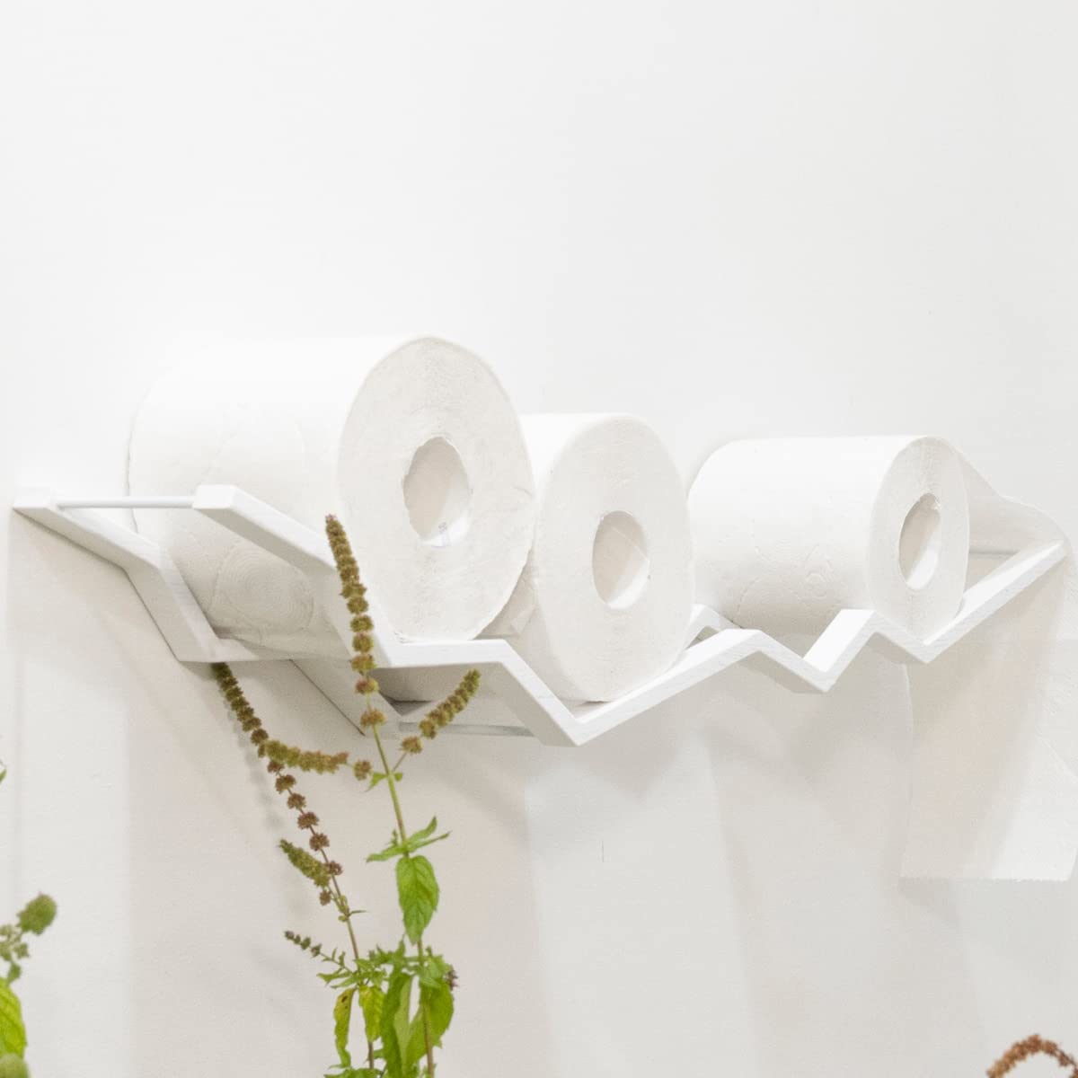 Wooden Toilet Paper Holder - Bathroom Shelf & Towel Rack Organizer for Toilet Paper Storage | Rustic Bathroom Decor (White) | Perfect for Small Bathrooms, Powder Rooms & Vanity Areas