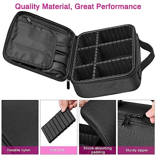 EKANTIK Professional Makeup Organizer Travel Cosmetic Case - Adjustable Compartments Vanity Bag with Portable Storage | Perfect for Travel, Home & Salon Use (Multicolor, Pack of 1)
