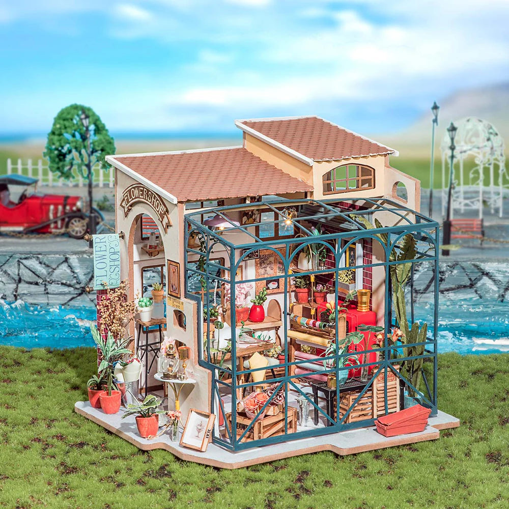 ROBOTIME Emily's Flower Shop DIY 3D Puzzle Model Kit - Creative Craft Gift for Adults & Teens, Home Decor, Relaxing Hobby Project for Birthday & Mother's Day