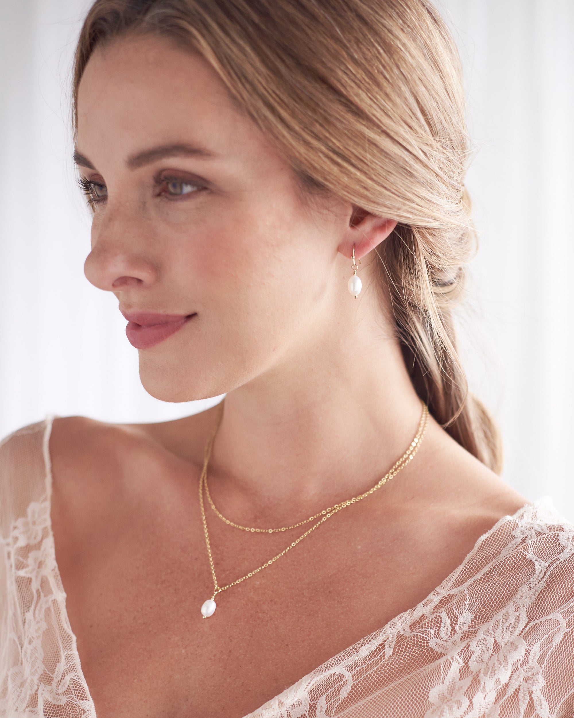 Layered Pearl Drop Bridesmaid Jewelry Set - Elegant Necklace & Earrings for Weddings, Parties & Special Occasions