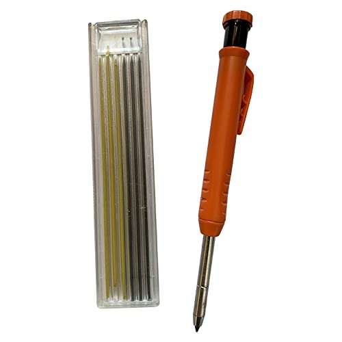 3-Piece Solid Carpenter Pencils Set with Sharpener & 18 Refill Leads - Durable Construction Mechanical Pencils for Woodworking, Drafting, Marking - Perfect for Carpenters, DIY Projects, Home Renovation and Crafting