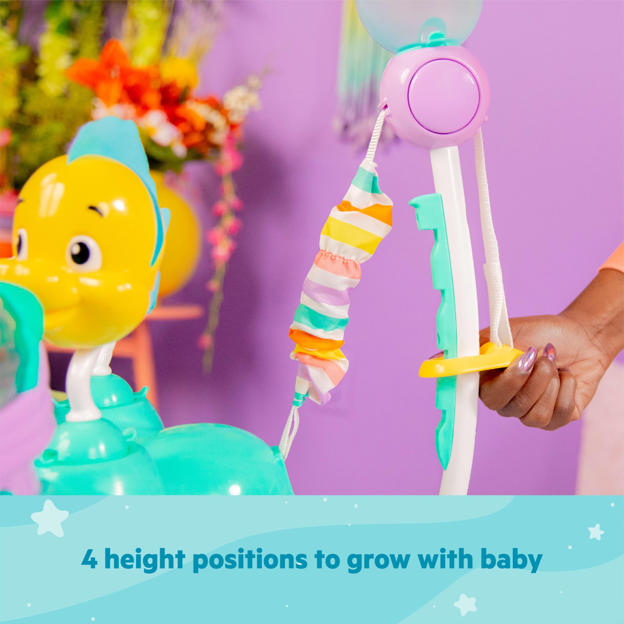 Bright Starts Disney The Little Mermaid Sea of Activities Baby Activity Jumper - Interactive Toys with Lights & Music Featuring Princess Ariel, for Infants 6-12 Months (Blue) | Perfect for Playtime, Early Development & Disney-Themed Nursery Decor
