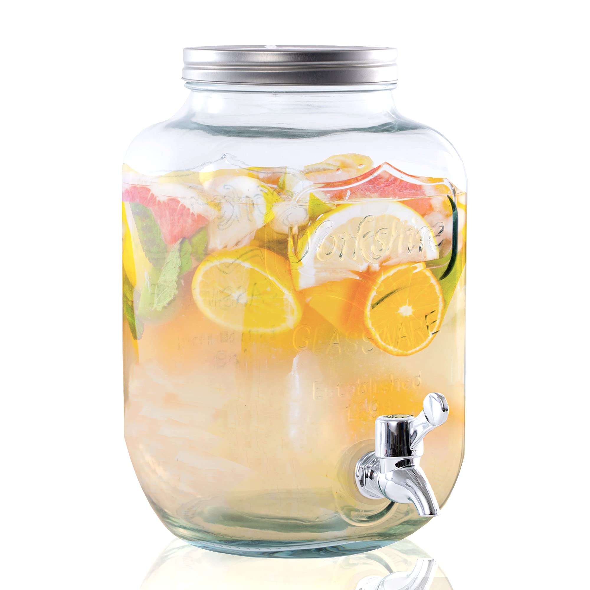 Glass Mason Jar Beverage Dispenser with Spigot - 2 Gallon (7