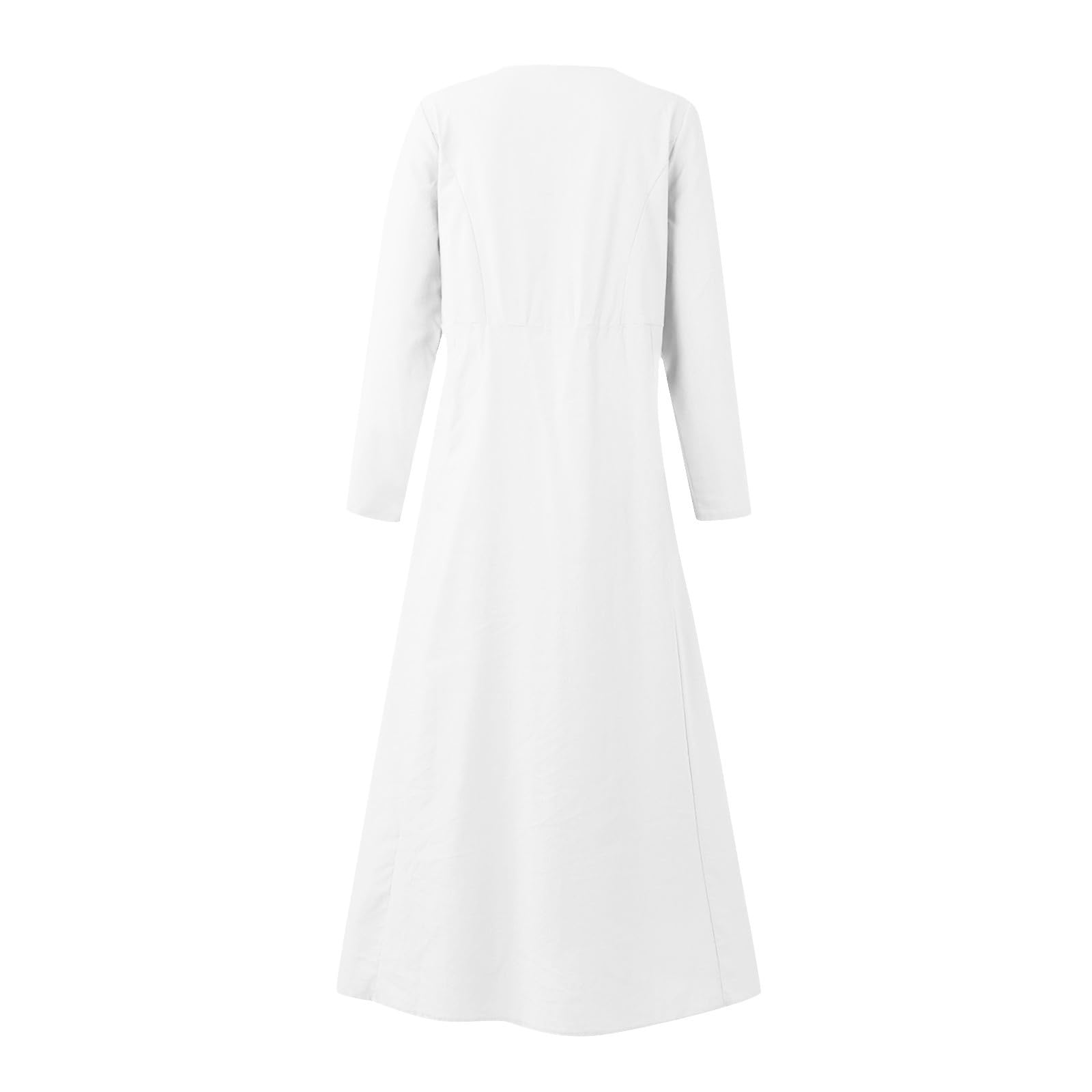 Yihaojia Women's Casual Long Sleeve Loose Cotton Linen A-Line Maxi Dress - Comfortable Fall Fashion for Everyday Wear, Outings & Relaxation