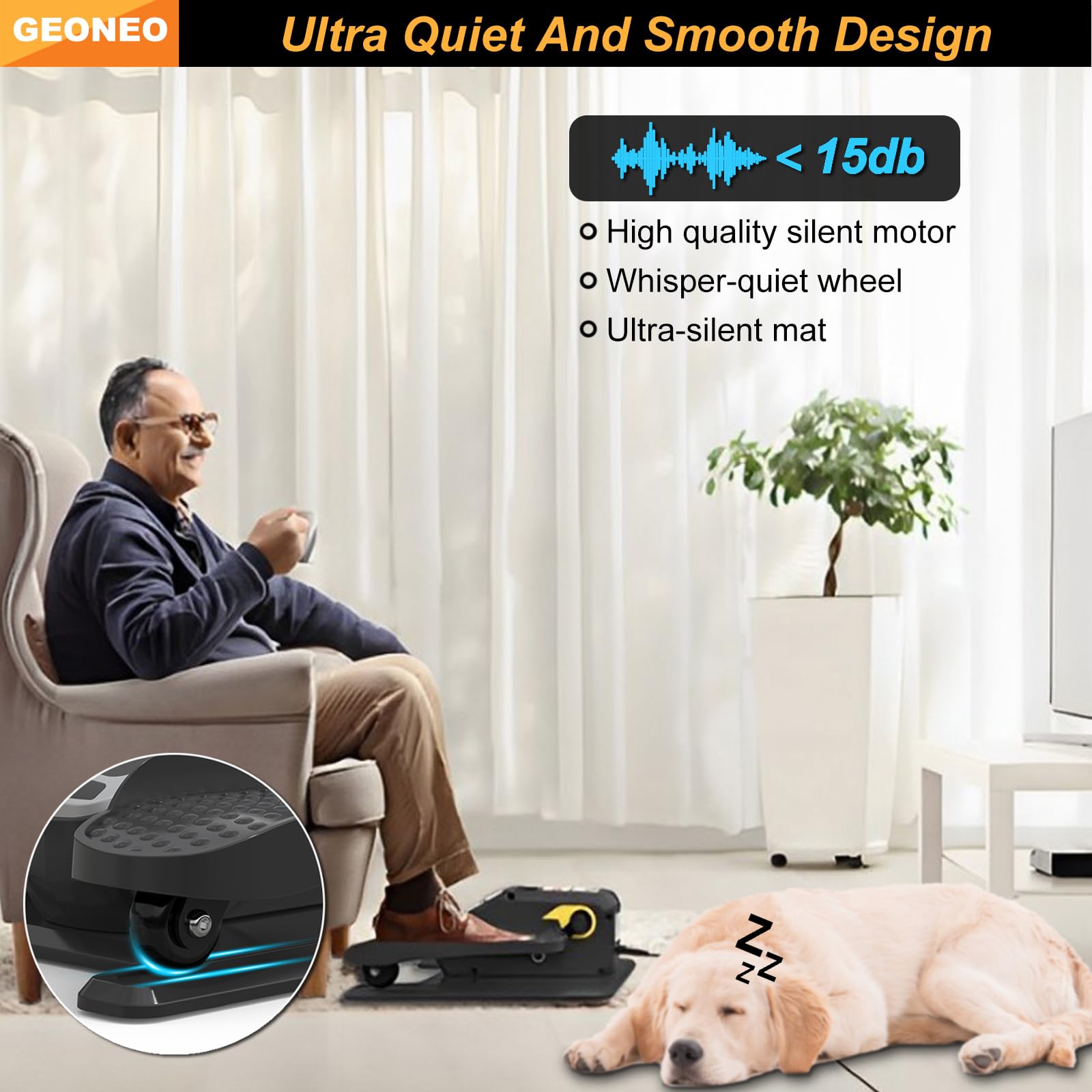 Under Desk Elliptical Machine - Quiet Electric Leg Exerciser for Seniors & Home Use | Compact Seated Pedal Exerciser with LCD Display, Remote Control & 12 Speed Levels | Perfect for Office Workouts, Physical Therapy & Low-Impact Home Fitness