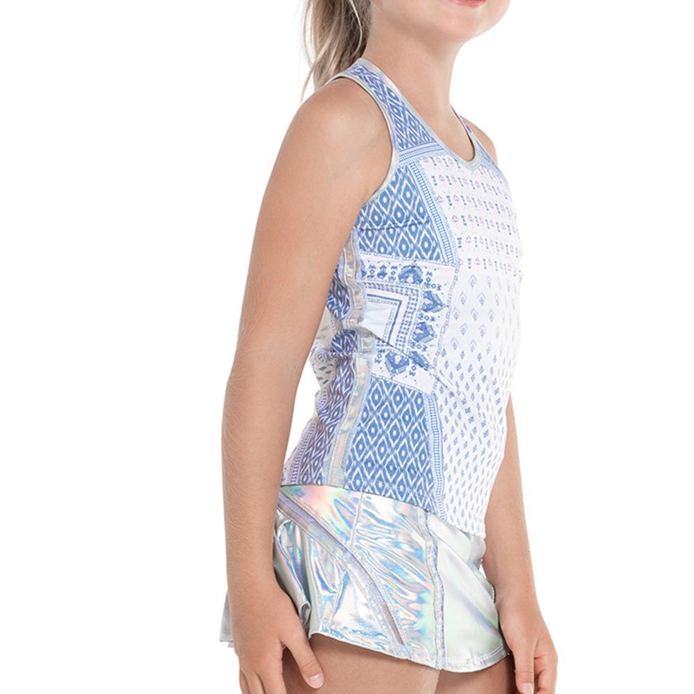 Girl's All In Ikat Tennis Tank Top - White | Breathable & Comfortable for Sports & Casual Wear | Perfect for Tennis, Gym, and Everyday Outfits