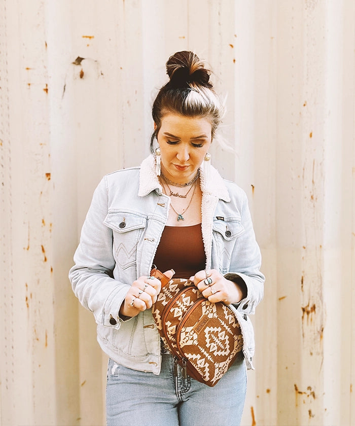 Wrangler Aztec Print Sling Bag - Stylish Crossbody Bag for Men & Women - Perfect for Travel, Hiking, and Everyday Use