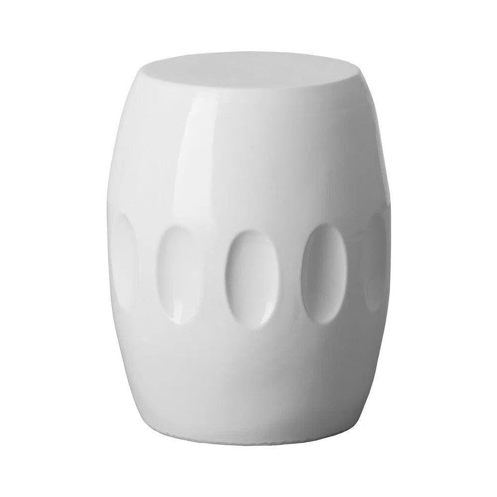 18 Inch Orion Ceramic Outdoor Garden Stool - Weather-Resistant Decorative Stool for Patio, Lawn, Poolside & Backyard Decor