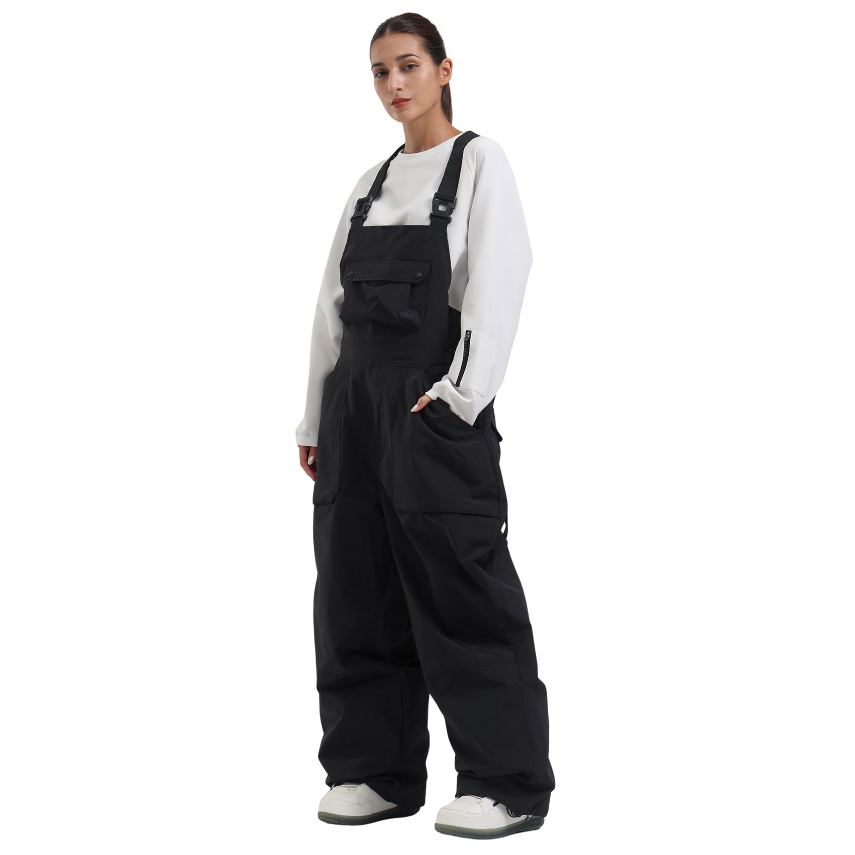 IMPHUT Women's Waterproof Windproof Insulated Snow Bibs - Super Baggy Loose Fit Ski Pants for Snowboarding & Winter Sports - Warm Thermal Snowboard Overalls for Skiing, Snow Tubing & Outdoor Activities