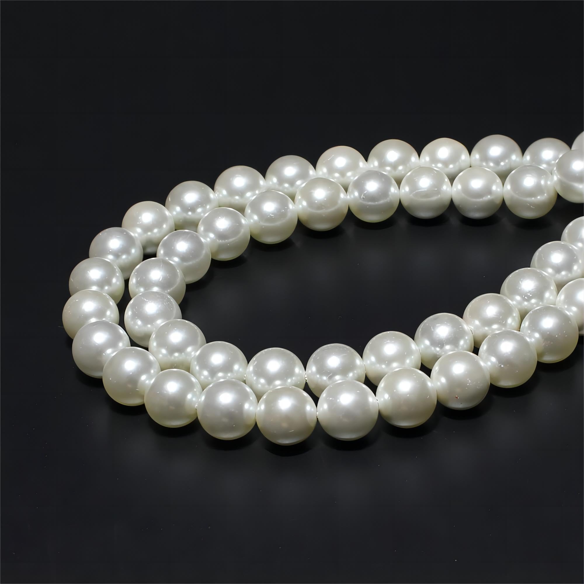 12mm Round Smooth Stone Beads - Electroplated White Natural Shell Loose Beads for Jewelry Making, DIY Bracelets & Necklaces | Perfect for Handmade Jewelry, Craft Projects & Gift Making