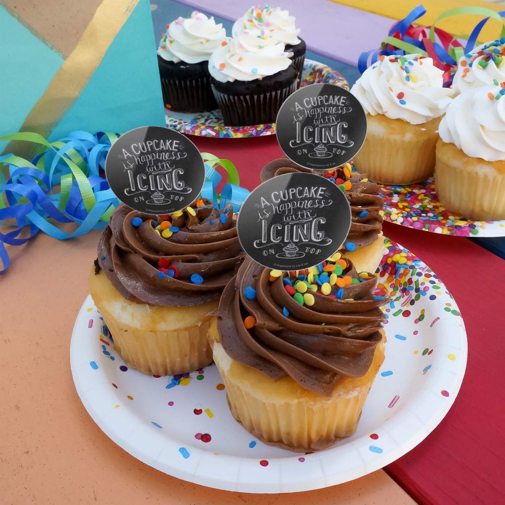 6-Pack Cupcake Toppers & Picks - Decorative Icing Cupcake Decorations for Birthday Parties, Baby Showers & Special Events