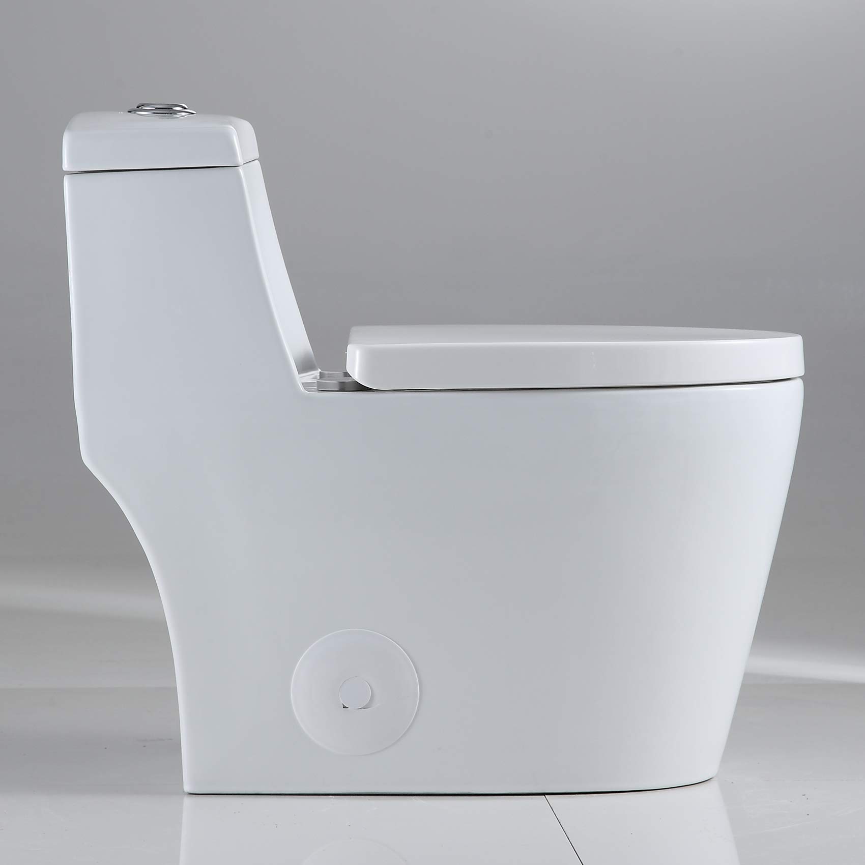 Sarlai One Piece Toilet - Comfort Height Dual Flush Elongated White Ceramic Modern Bathroom Toilet with Soft Seat, 12