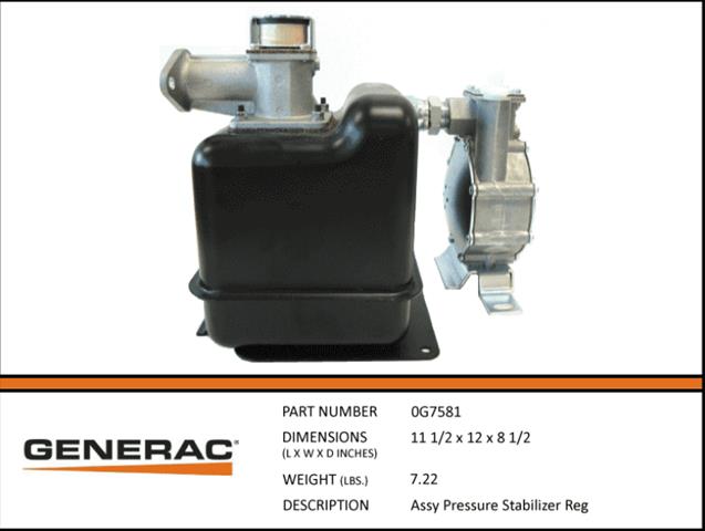 Generac 0G7581 Pressure Stabilizer Regulator Assembly - Compatible with Generac Generators for Reliable Power Regulation - Perfect for Home Backup Power Systems & Emergency Power Supply