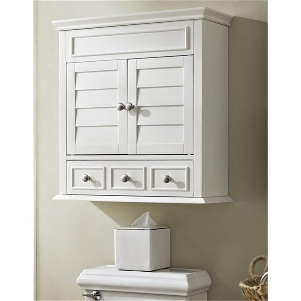 Pemberly Row White Medicine Cabinet - Wall Mounted Bathroom Mirror with Storage for Toiletries & Essentials | Perfect for Bathroom, Vanity, and Home Organization