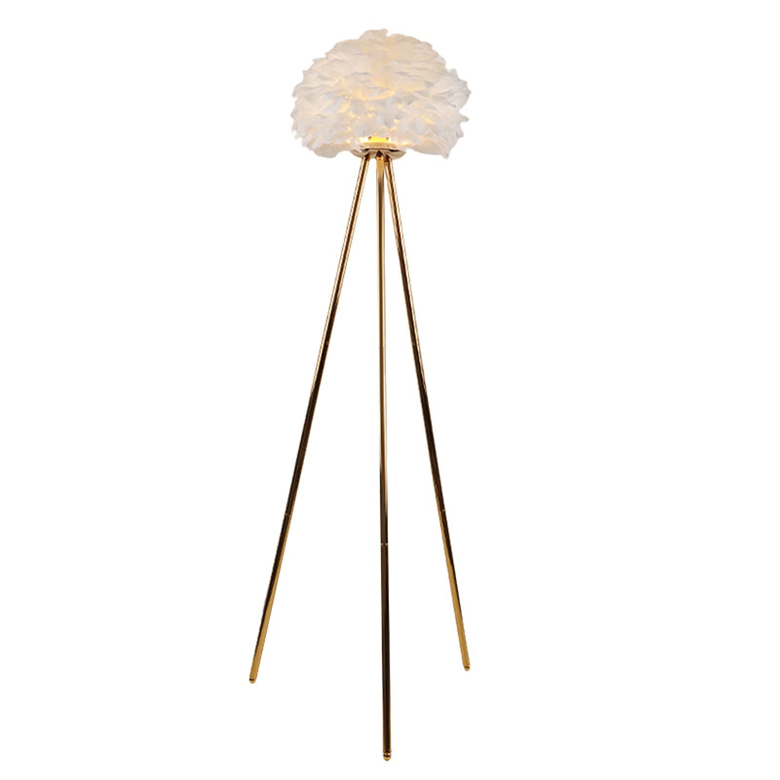 SXHEYUY Feather Floor Lamp - Elegant Tripod Standing Light with Feather Shade, Gold Finish for Bedroom, Living Room, Dining Room & Kitchen | Perfect Reading Lamp for Cozy Nights & Home Decor