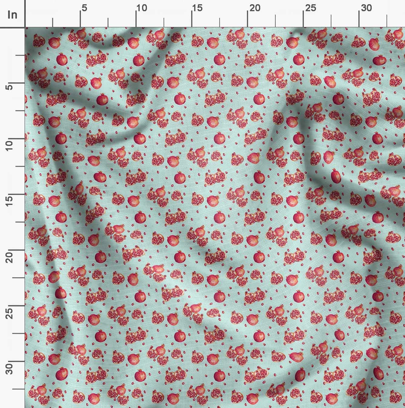 Soimoi Moss Georgette Green Fabric by The Yard - 42 Inch Wide Pomegranate Fruits Printed Material - Exotic Design for Dresses, Curtains & DIY Fashion Projects - Lightweight & Flowy Fabric for Sewing, Home Decor & Crafting