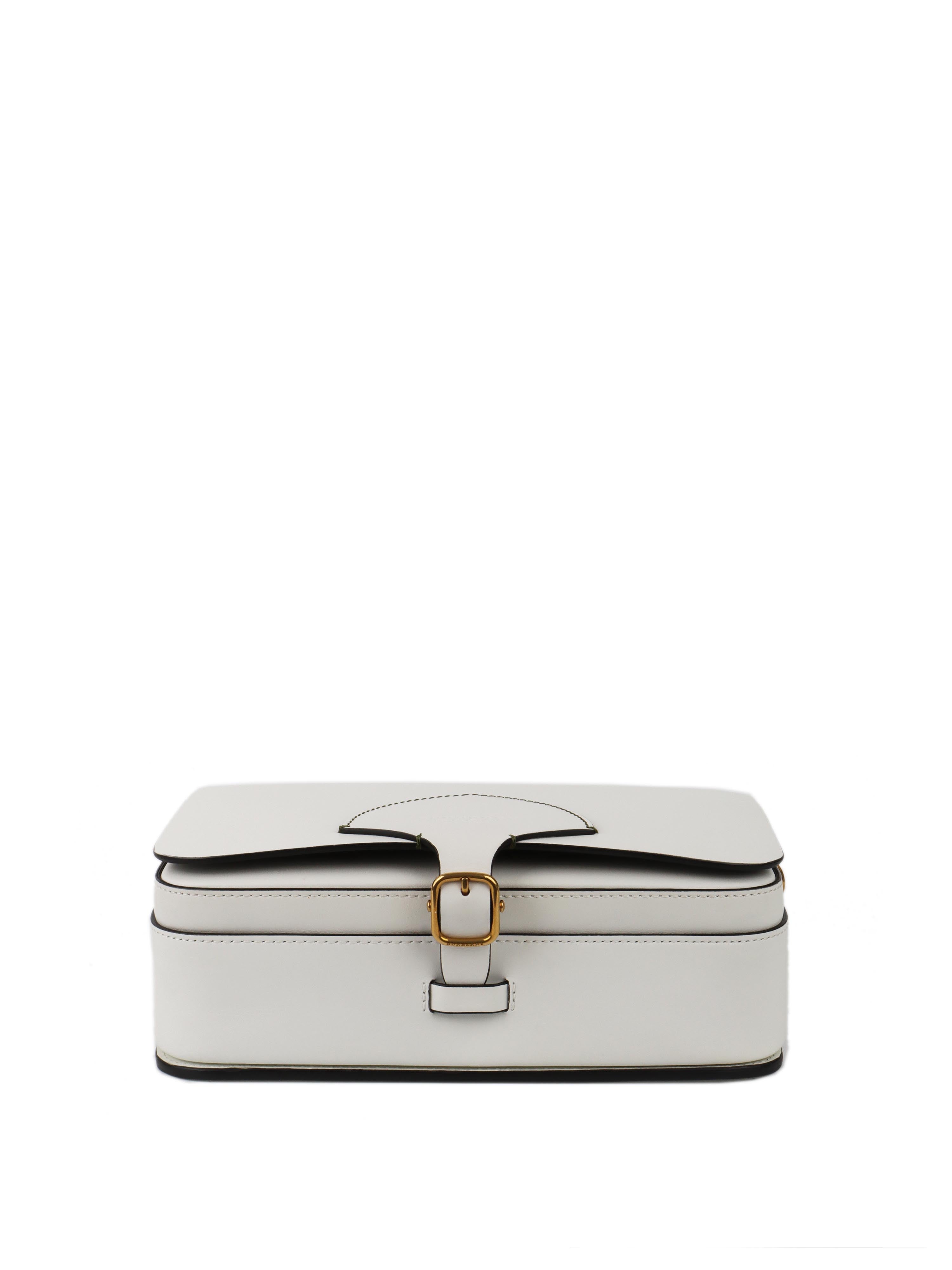 Burberry White Leather Satchel Handbag for Women - Stylish Crossbody Purse for Work, Travel & Everyday Use