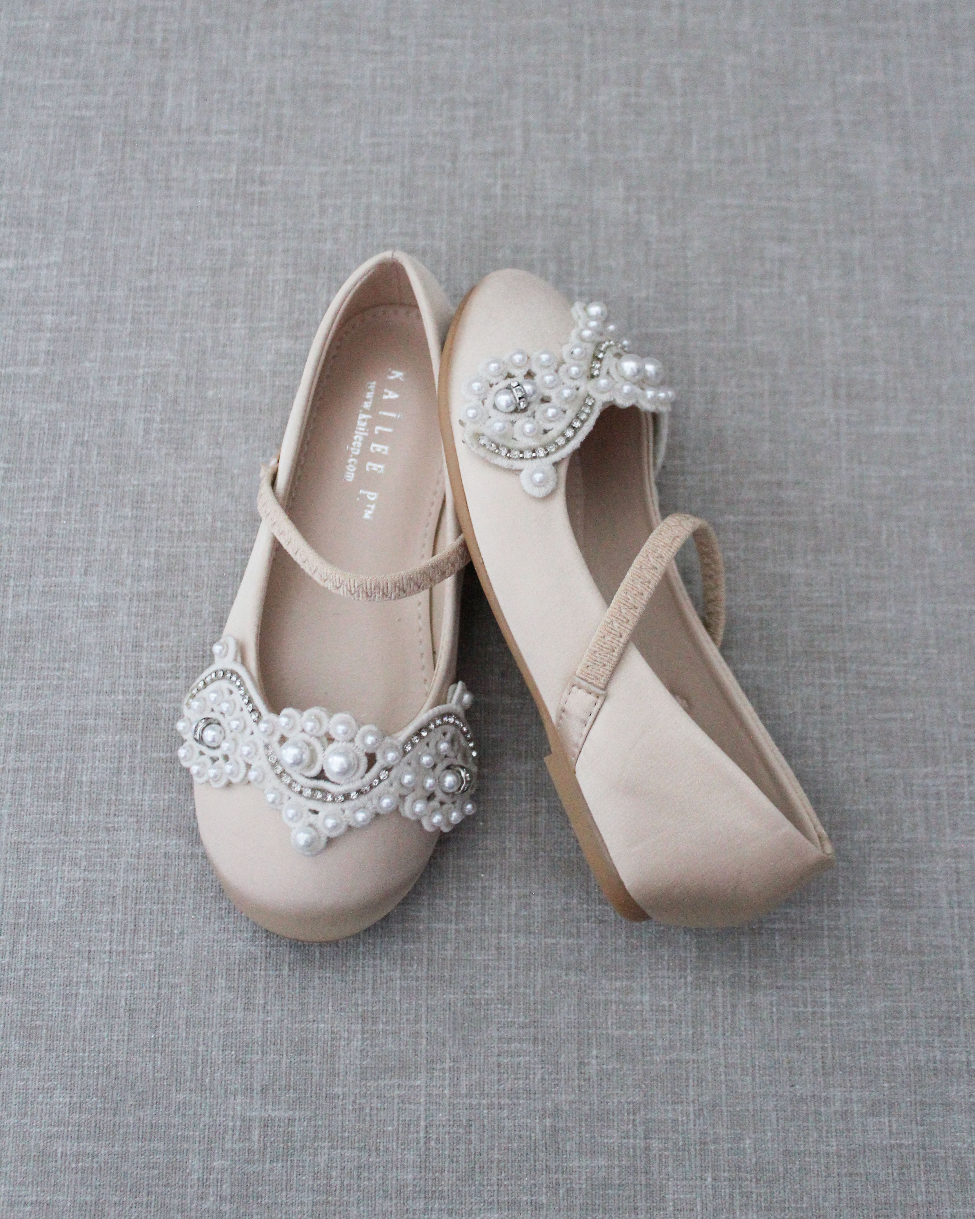 Elegant Satin Mary Jane Flats with Pearl Applique - Women's Vintage-Inspired Dress Shoes for Weddings, Parties & Special Occasions