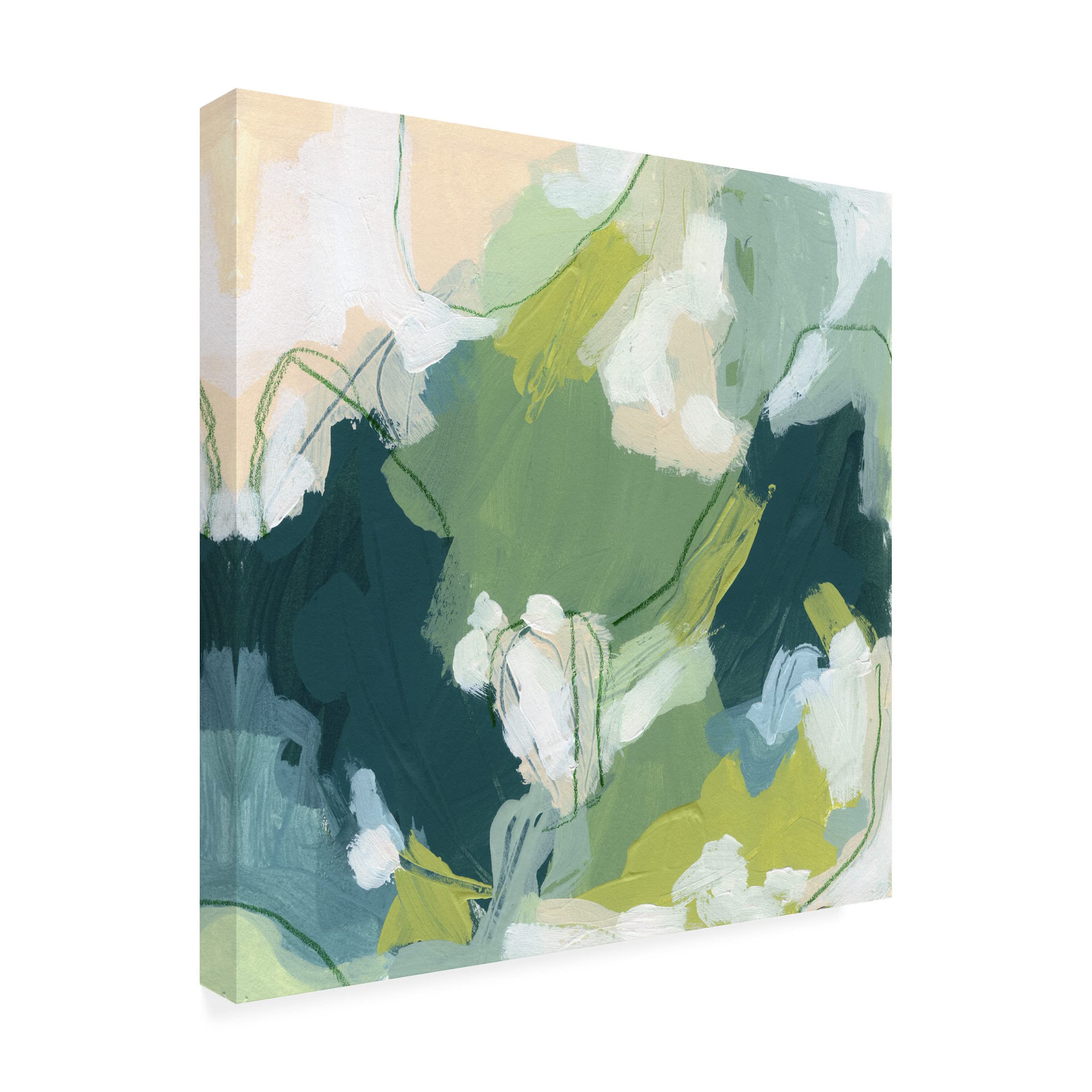 Trademark Fine Art 'Emerald Storm IV' Canvas Wall Art Print by June Erica Vess - Modern Abstract Painting for Living Room, Bedroom & Office Decor