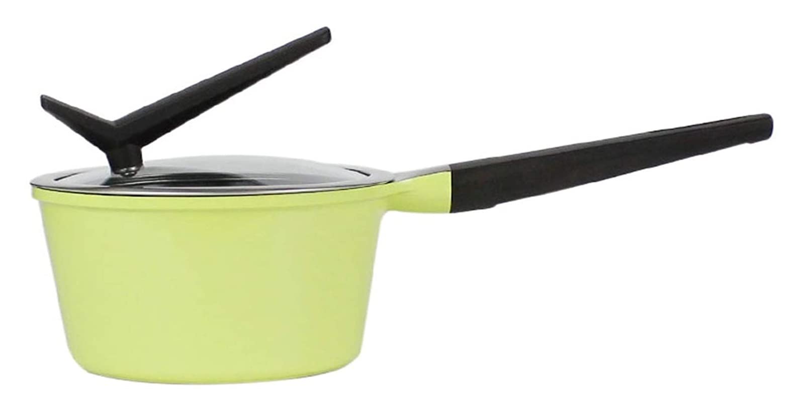 Non-Stick Ceramic Wok Milk Pot with Lid - Mini Saucepan for Soup, Cooking & Kitchen Use - Yellow - Compatible with Gas & Induction Cookers - Perfect for Small Meals, Baby Food & Camping
