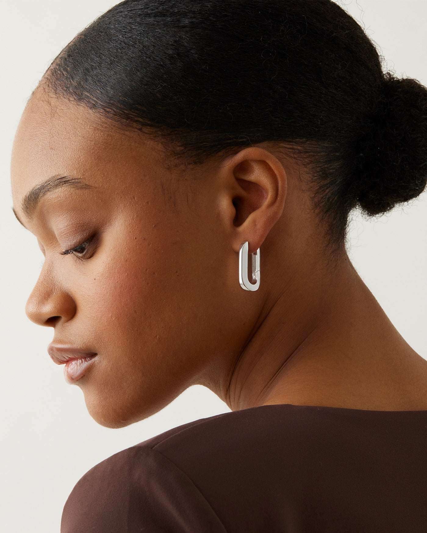 Sterling Silver U-Link Earrings for Women - Elegant Hoop Earrings for Everyday Wear, Parties & Gifts