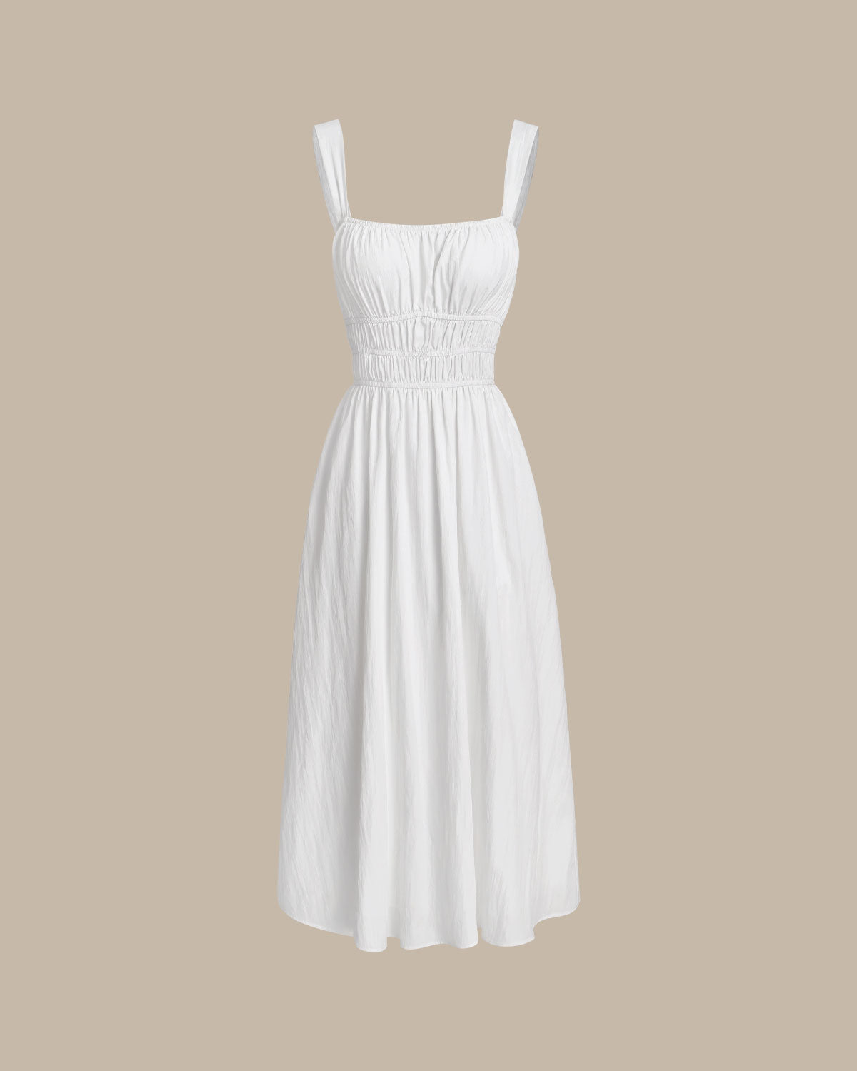 Elegant White Ruched Slit Maxi Dress for Women - Summer Beach Wedding Party & Vacation Outfit