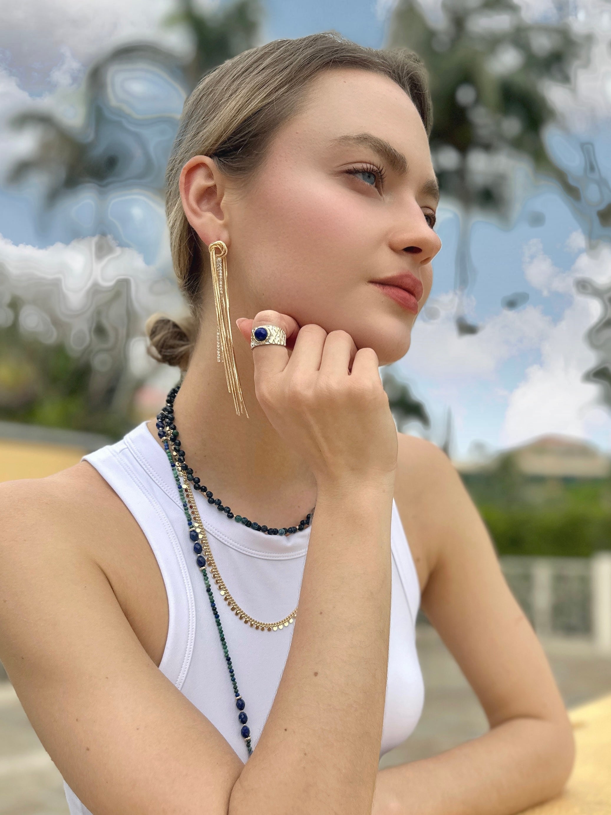 Gold Plated Zircon Long Tassel Earrings for Women - Elegant Dangle Drop Earrings for Party, Wedding & Evening Occasions