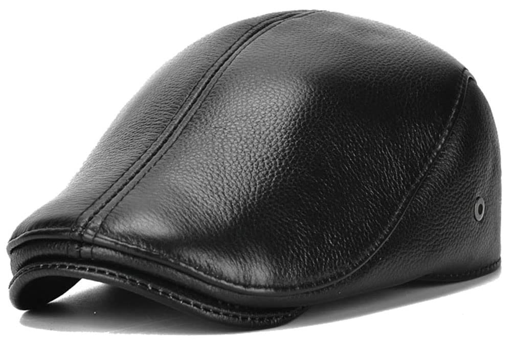 **Genuine Leather Newsboy Hat for Men - Classic Gatsby Flat Cap, Warm Beret Style Peaked Driving Cap - Perfect Gift for Boyfriend (Casual, Vintage & Winter Fashion)**