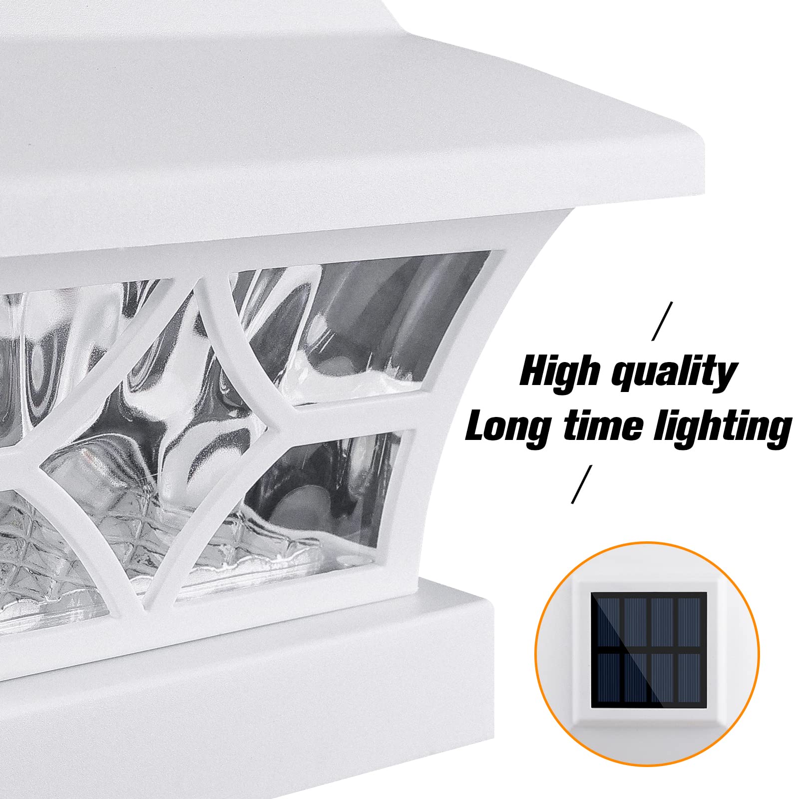 VOLISUN Solar Post Cap Lights Outdoor - 4 Pack Waterproof Solar Powered Fence Lights for 4x4 Vinyl/Wood Posts, Cool/Warm White LED Deck Lighting for Garden, Patio, Porch, Pathway & Backyard Landscape Lighting