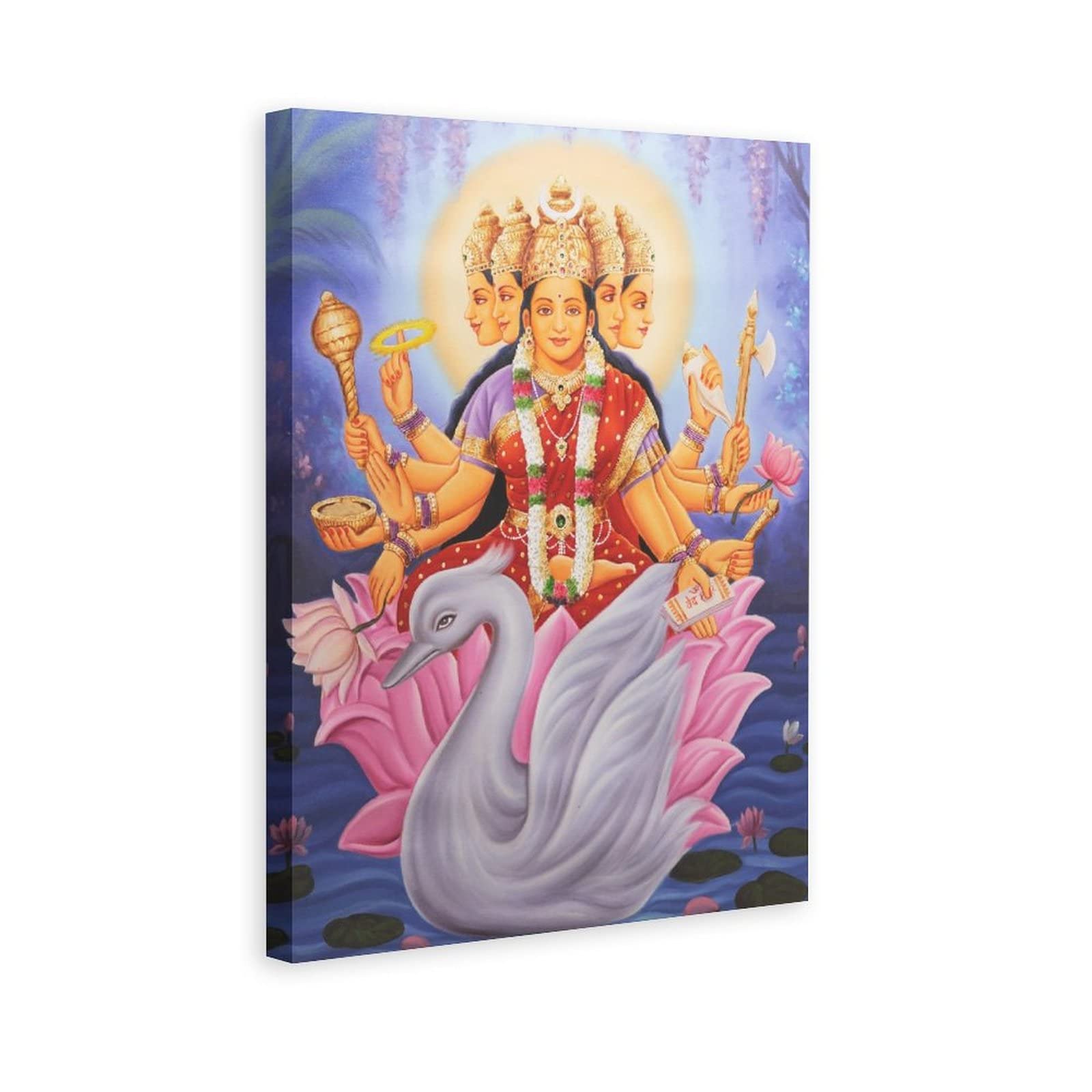 YAOSH Goddess Gayatri Canvas Wall Art Print - 8x12 Inches (20x30cm) Spiritual Home Decor for Living Room, Bedroom & Office - Perfect Gift for Yoga Studios, Meditation Spaces & Boho Chic Interiors