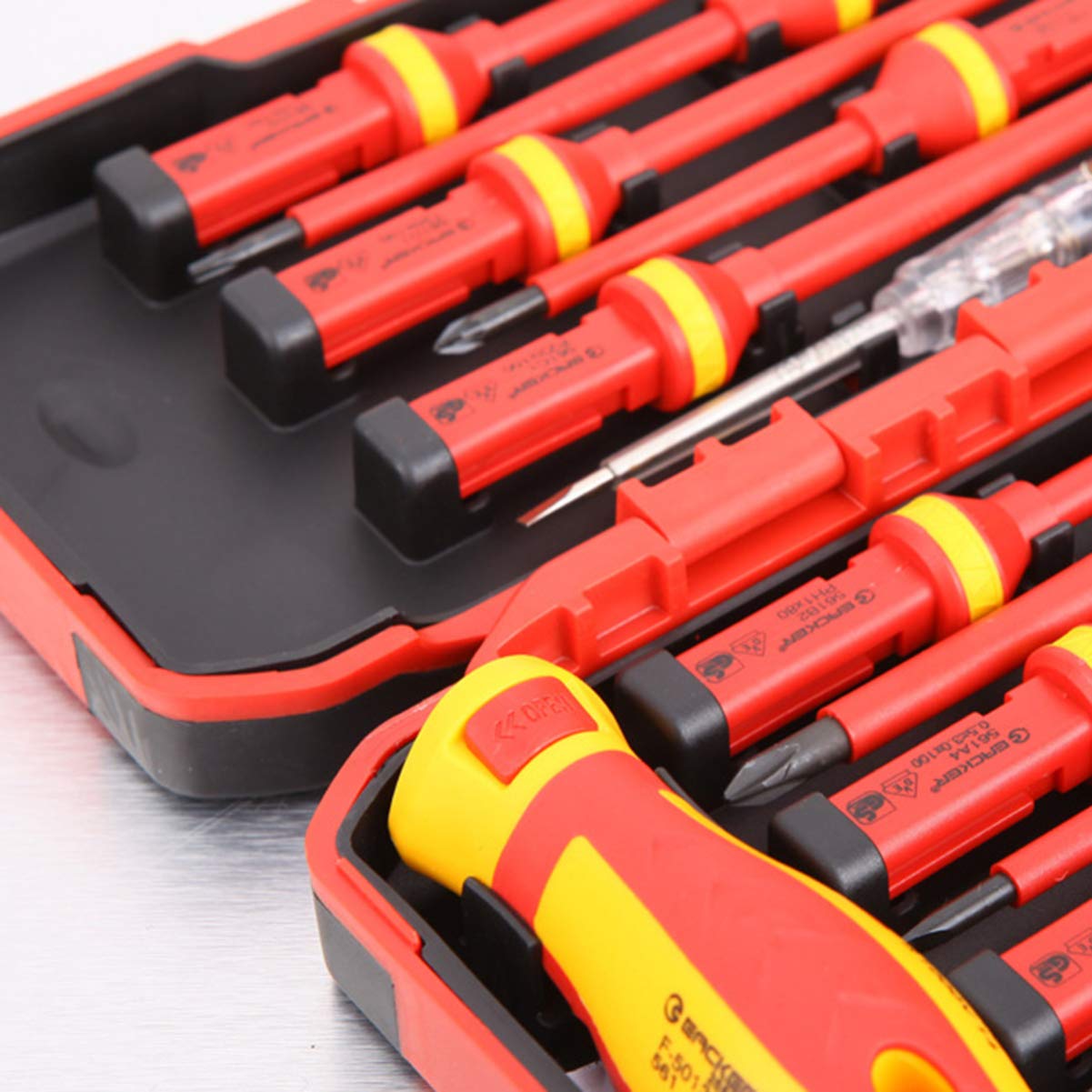 13-Piece Insulated Magnetic Screwdriver Set - Professional Electrician Tools with Multi-Bit Slotted & Phillips Heads - Perfect for DIY, Home Repairs & Electrical Work
