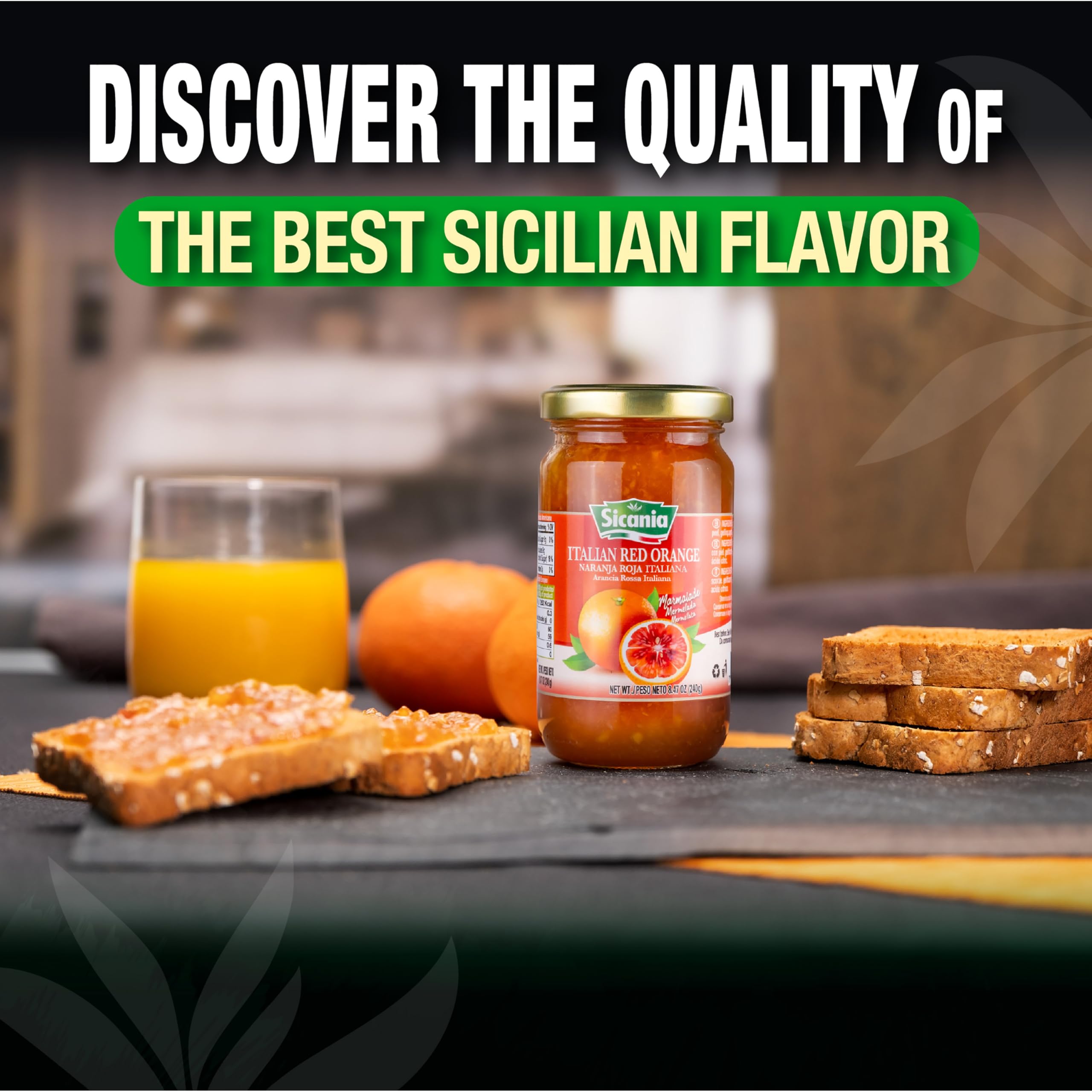 Premium Italian Blood Orange Fruit Preserves 8.47oz - Gluten Free, Non-GMO, No Preservatives, No High Fructose Corn Syrup - 45% Real Fruit Content - Gourmet Jams & Preserves - Perfect for Breakfast Toast, Pastry Fillings & Cheese Pairings