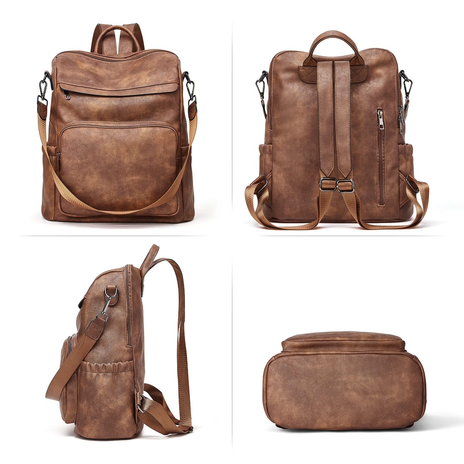 Stylish Leather Convertible Backpack Purse for Women - Large Fashion Designer Shoulder Bag for Travel, Work & Daily Use