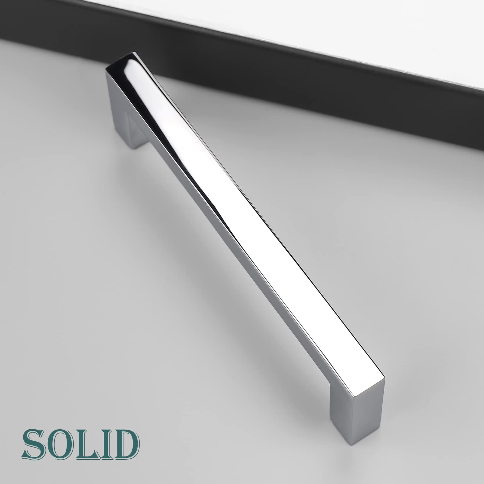 Gobekor 5 Pack Polished Chrome Cabinet Handles - 5 Inch (128mm) Square Bar Drawer Pulls - Durable Kitchen Cabinet Hardware for Modern Cabinets & Drawers - Perfect for Home Kitchen, Bathroom, Office & Furniture Upgrades