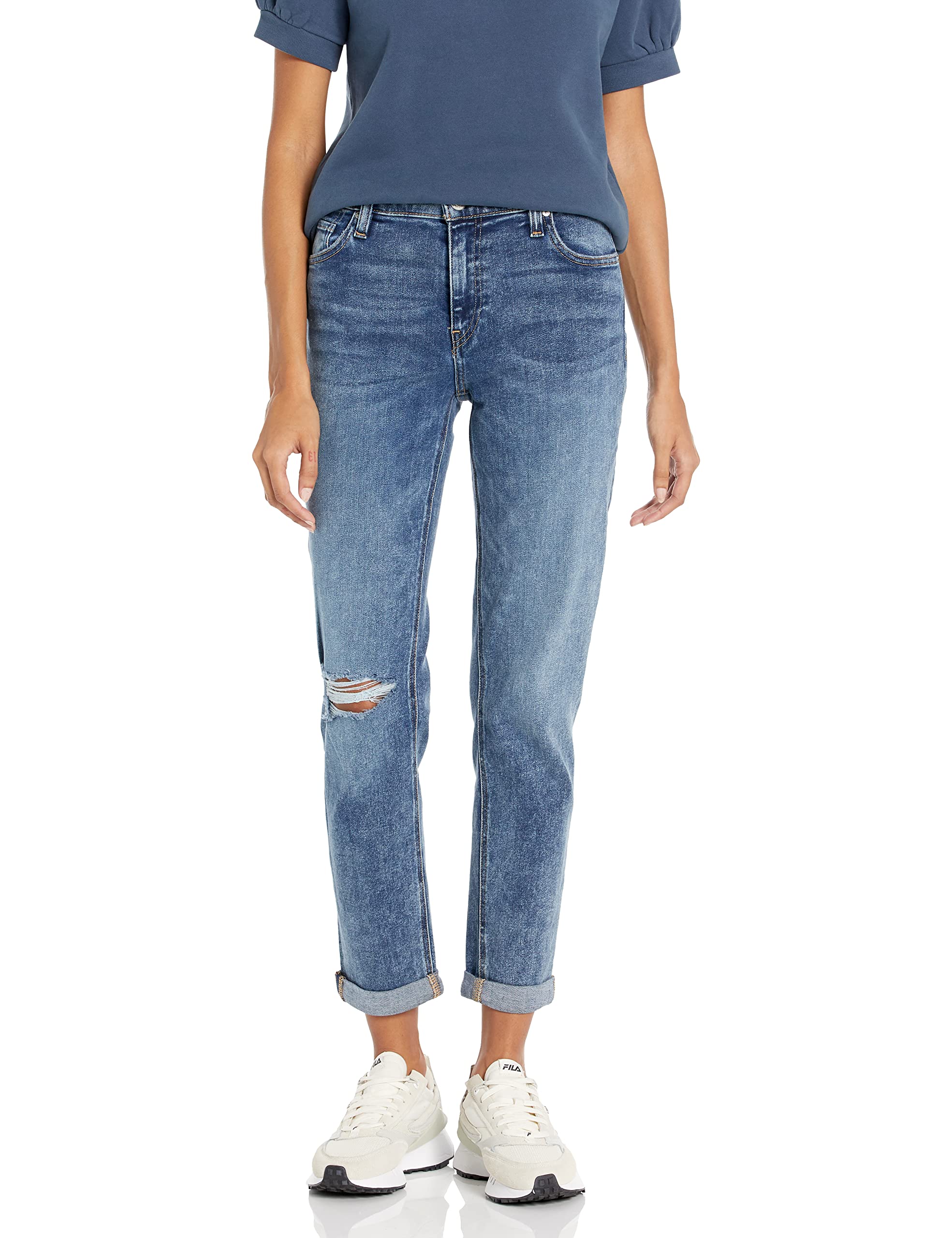 HUDSON Women's Lana Mid-Rise Slim Boyfriend Jeans - Comfortable Stretch Denim Pants for Casual Wear & Everyday Outfits