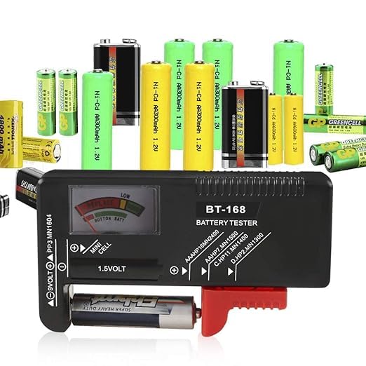 KISUASHI Universal Battery Tester - AA AAA C D 9V 1.5V Button Cell Voltage Checker, Household Battery Power Measuring Tool for Home, Office, and Emergency Kits