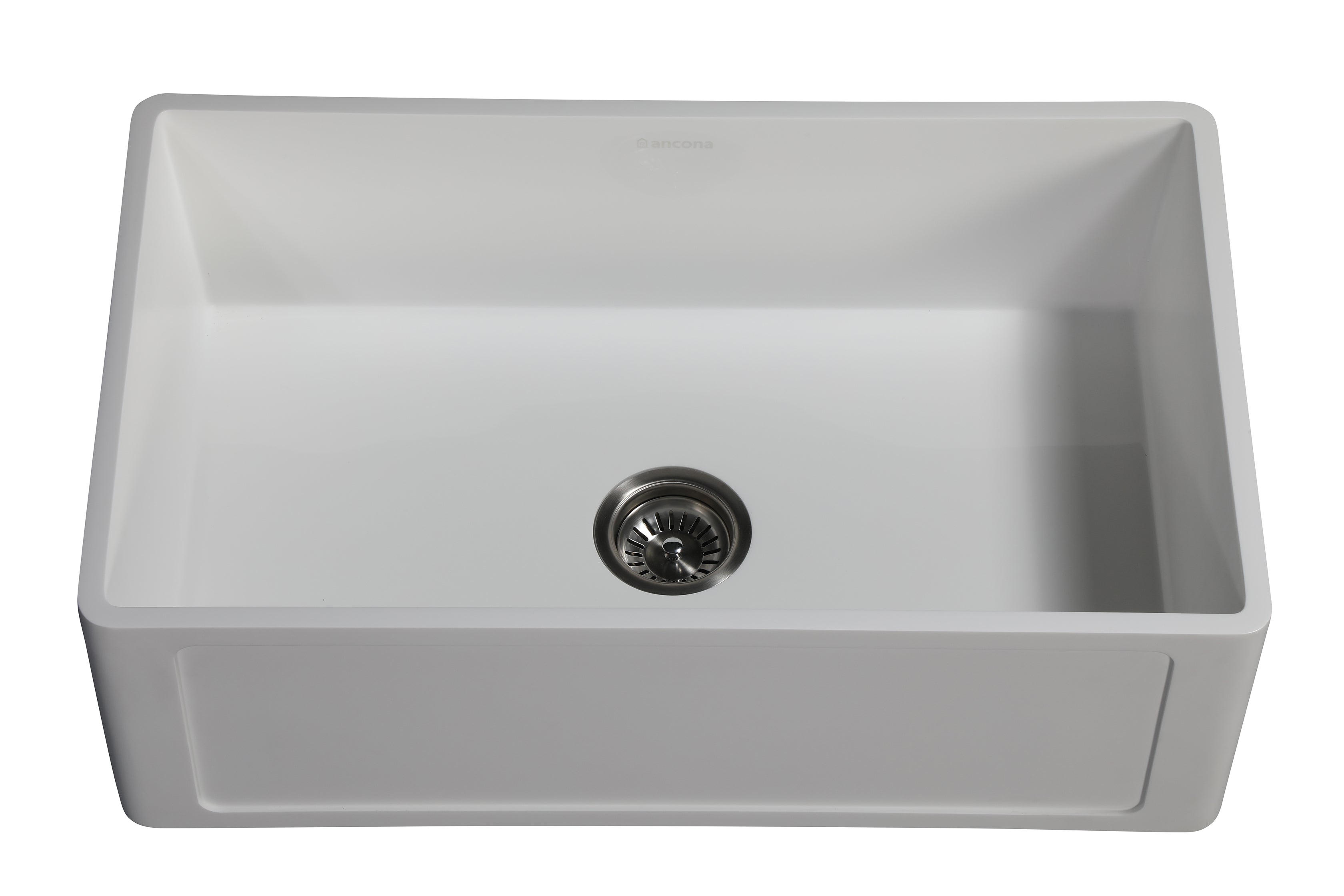 Holbrook Pure Stone Farmhouse 30-inch White Single Bowl Kitchen Sink with Grid & Strainer - Perfect for Modern Farmhouse, Rustic & Contemporary Kitchen Designs