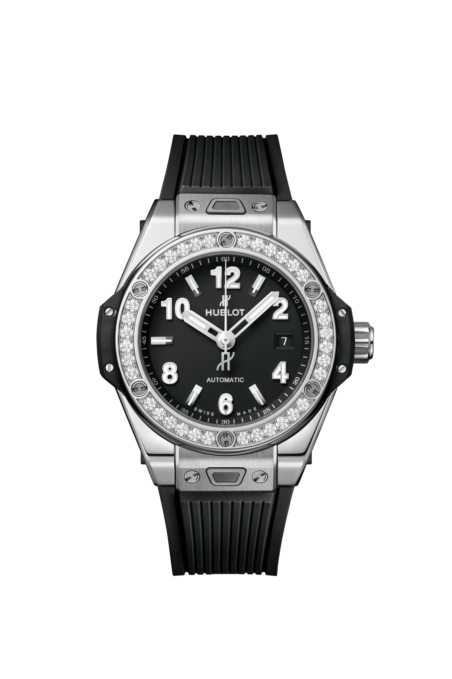 Hublot Big Bang 33mm One Click Stainless Steel Diamond Watch for Women - Luxury Automatic Timepiece with Diamond Bezel, Perfect for Gifts, Parties & Special Occasions