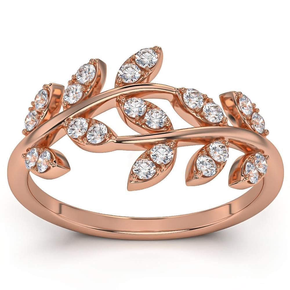 1/3Ct Diamond Wedding Stackable Ring - Vine Petal Leaf Design in White, Yellow or Rose Gold - Perfect for Bridal Sets, Anniversary Gifts & Everyday Elegance