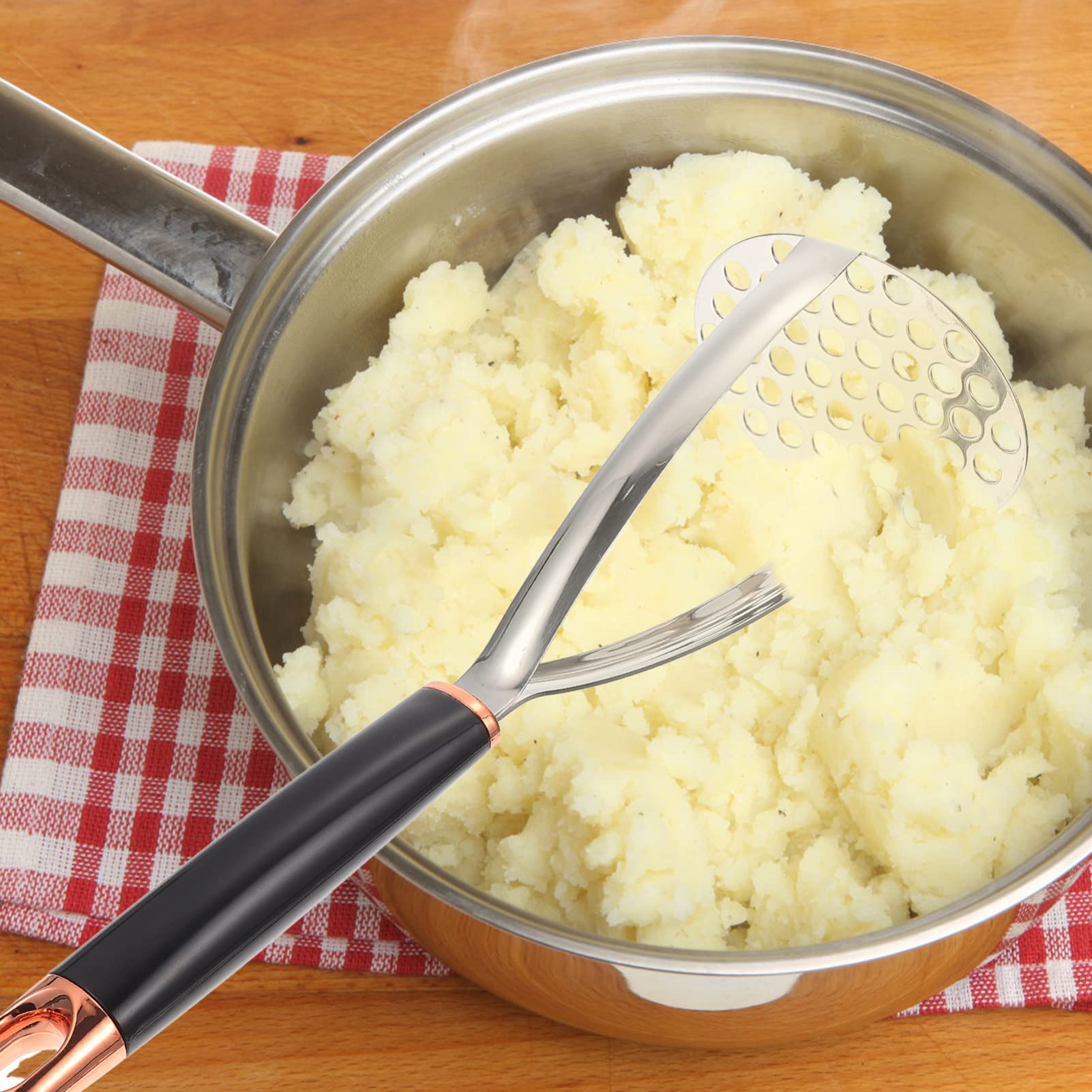 1pc Stainless Steel Potato Masher - Manual Hand Press Tool for Mashing Potatoes, Vegetables - Durable Kitchen Gadget for Smooth Puree, Baby Food & Baking - Perfect for Home Cooking, Restaurants & Meal Prep