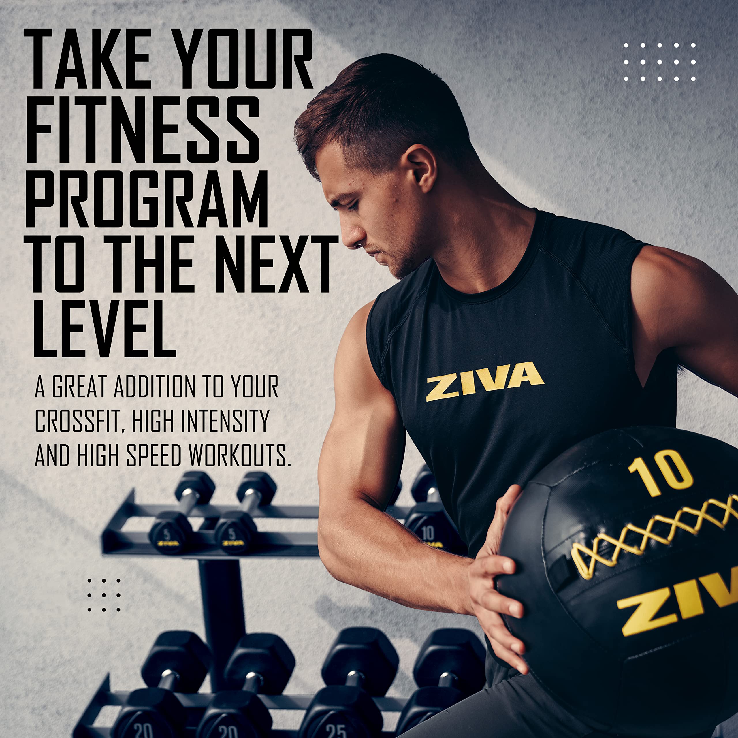 ZIVA Soft Wall Medicine Ball – Durable Weighted Exercise Ball for Strength Training, CrossFit, and Conditioning – Multiple Colors & Weights (2-30 lbs) – Perfect for Home Gym, HIIT Workouts, and Physical Therapy