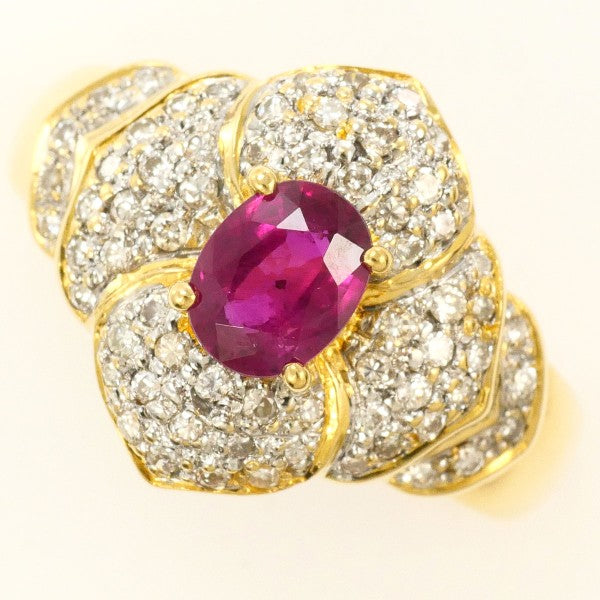 18K Yellow Gold & White Gold Ruby Diamond Ring for Women - Elegant Wedding, Engagement, Anniversary Gift for Her