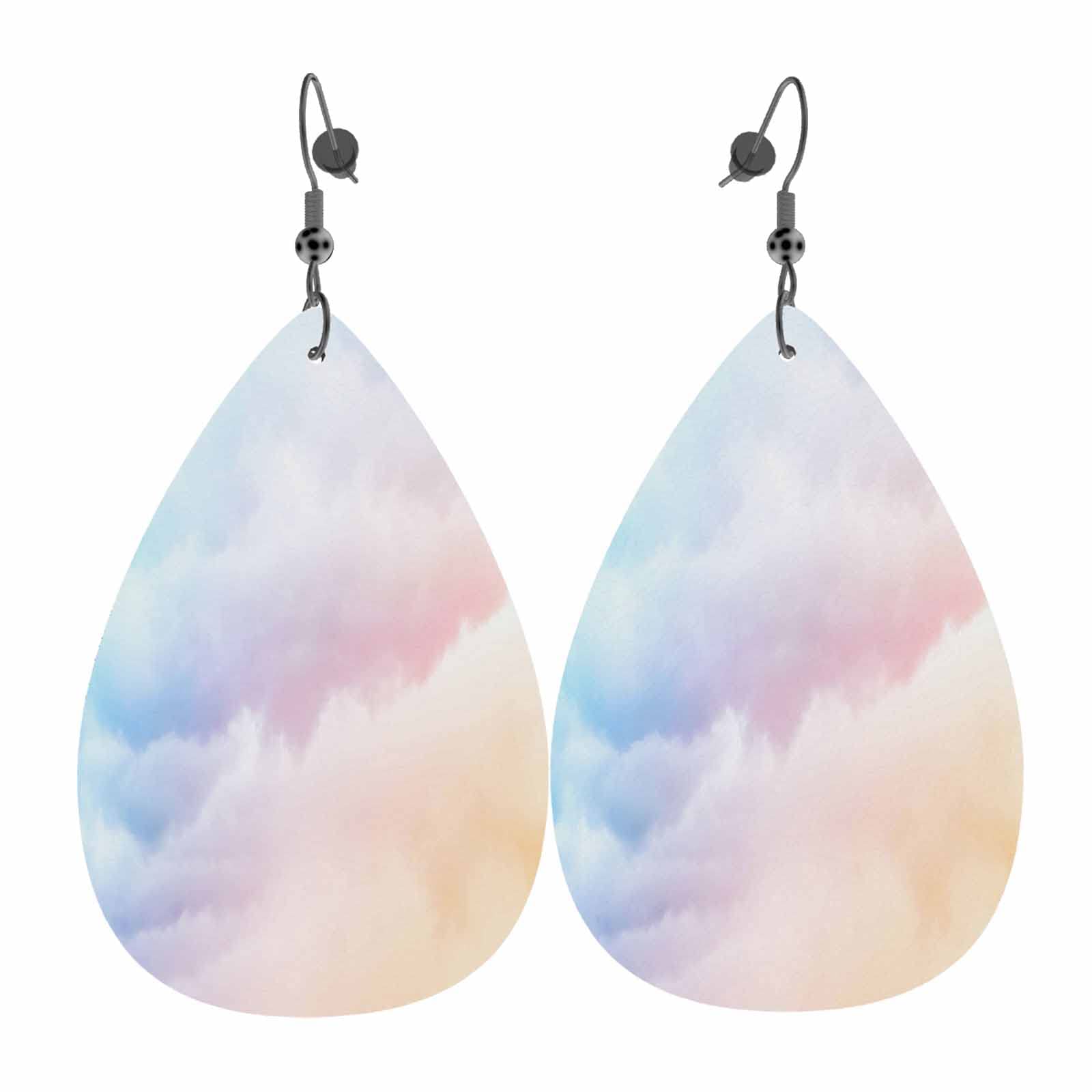 Boho Flower & Feather Leather Earrings for Women - Watercolor Burgundy Red & White Floral Drop Dangle Earrings, Lightweight Double-Sided Leaf Design | Perfect for Parties, Weddings & Boho Fashion