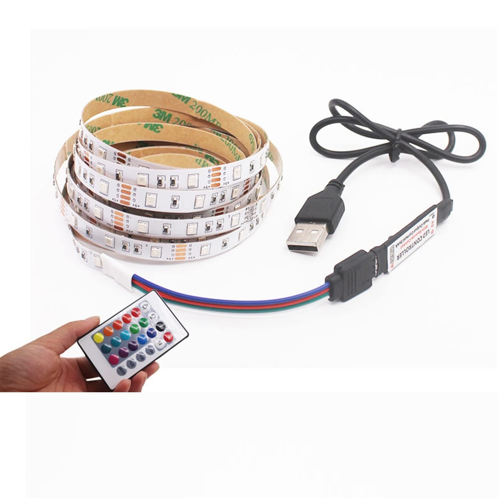 5M RGB LED Strip Lights with USB & IR Remote - Flexible SMD 2835 Tape for TV Backlight, Desk, Screen & Landscape Lighting | Waterproof Outdoor LED Street Lamp | DC5V DIY Home Decoration